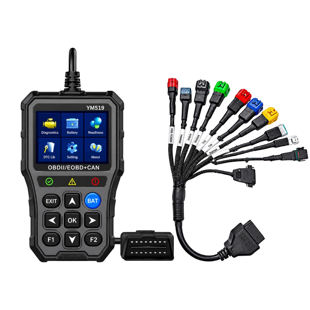 RG BS6 Bike Diagnostic Cable with YM519 OBD2 Scanner – Motorcycle Fault Code Reader & Diagnostic Tool