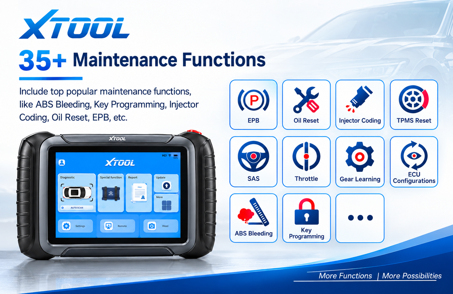 XTOOL XT80 Smart Car Diagnostic Scanner Full System Diagnostics, ECU Coding, Special Functions & OBD Diagnostic Accessories - Image 3